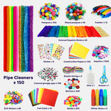 FUNZBO Arts and Crafts Supplies for Kids - Crafts for Girls with Pipe Cleaners, Construction Paper, Pom poms & Googly Eyes, Crafts for Kids Ages 4-8, School Craft Projects, Easter Gifts for Girls FUNZBO