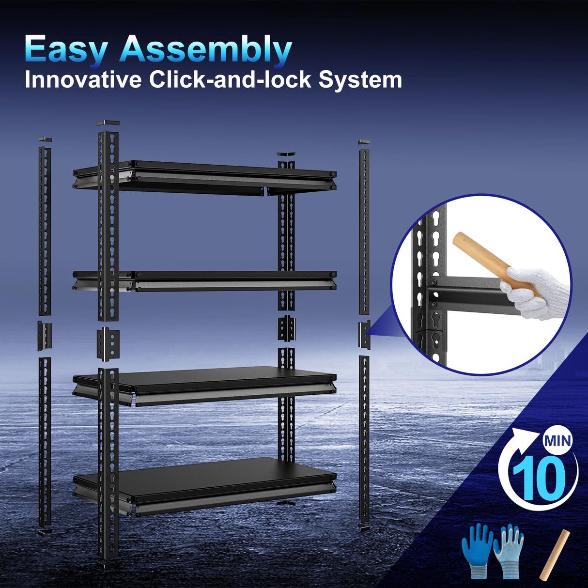 Huhaneon Heavy Duty Garage Shelves - 36''W 1,400Lbs Metal Adjustable Storage Shelving Rack Units for Warehouse Basement 4 Tier Black 35.4" W x 15.7" D x 66" H Huhaneon