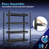 Huhaneon Heavy Duty Garage Shelves - 36''W 1,400Lbs Metal Adjustable Storage Shelving Rack Units for Warehouse Basement 4 Tier Black 35.4" W x 15.7" D x 66" H Huhaneon