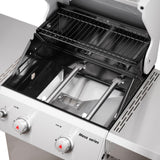 Monument Grills 2-Burner Stainless Steel Liquid Propane Gas Patio Garden Barbecue Grill with Clearview® Lid, Knob Control, and Two Foldable Shelves Mesa200S with BBQ Cover Monument Grills