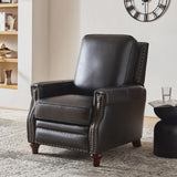 HULALA HOME Genuine Leather Recliner Chair, Classic Push Back Recliner Armchair with Thick Seat and Backrest (Black) HULALA HOME