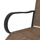 Outsunny Outdoor Bar Stools with Armrests, Set of 2 360° Swivel Bar Height Patio Chairs with High-Density Mesh Fabric, Steel Frame Dining Chairs for Balcony, Poolside, Backyard, Brown Outsunny