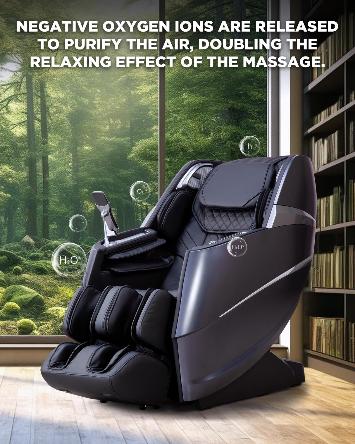 Oversize 4D Massage Chair Full Body Zero Gravity Massage Recliner Chair SL Track O2 Ionizer Motorized Extension Calf Kneading Massage Yoga Stretch Back Heating 20 Modes Space Saving AI Control Glossy CareTech