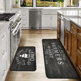 Farmhouse Kitchen Rugs Set of 2,Rustic Kitchen Rugs Farmhouse Style Mat Non-Slip Washable, Farmhouse Kitchen Decor Anti-Fatigue Floor Mat for Kitchen Sink Laundry Room, 17x30+17x47inch Black Twyt decor