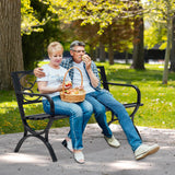 AJP Distributors 50" Outdoor Bench Garden Bench with Clouds Pattern Steel Metal Frame Park Bench Cast Iron Backrest Armrests for Patio Lawn Yard Deck Front Porch Backyard Driveway Balcony Furniture AJP Distributors