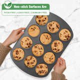Tiawudi Muffin Top Pan, 12 Cavity Cupcake Pan, Nonstick Baking Pan for Eggs, Cornbread and Cookies, Whoopie Pies Pan, 3 Inch Yorkshire Pudding Pan, Set of 2 Tiawudi