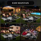 MontVoo Outdoor Rug with Led String Strip Lights 6x9ft Waterproof Outdoor Patio Rug Mat Reversible Plastic Straw Rug Outside Outdoor Rug for RV Camping Picnic Balcony Backyard Fairy Outdoor Decor MontVoo