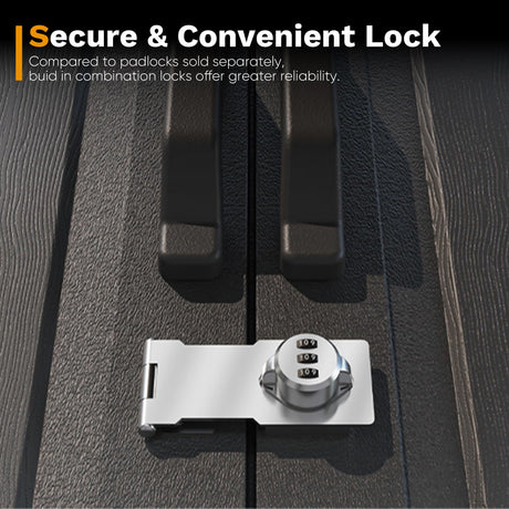 Devoko Plastic Outdoor Storage Shed with Floor, 8 x 6 FT Resin Tool Garden Shed with DIY Window and Lockable Door, Outside Kick-it Shed for Patio,Garden, Backyard, Lawn, Beige Devoko