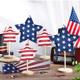 Bucherry 5 Set 4th of July Decoration Patriotic Fabric Star Ornaments Independence Day Wood Sign Star Wooden Stand Memorial Labor Day Tiered Tray Decor American Table Decor(Classic Style) Bucherry
