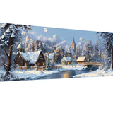 SKRYUIE 5D Large Diamond Painting Kits Landscape - DIY Diamond Art Kits for Adults Cabin, Full Round Drill - Crystal Embroidery Cross Stitch - Craft for Wall & Office Decor - 12x30 inch / 30x80 cm C9 SKRYUIE