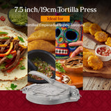 Estrella (7.5 inch) Cast Iron Tortilla Press and Tostonera, Perfect for Mexican Food, Tortillas, Burritos, Quesadillas, Empanadas, and Sopes, Prensa Para Tortillas, Silver Finish universal