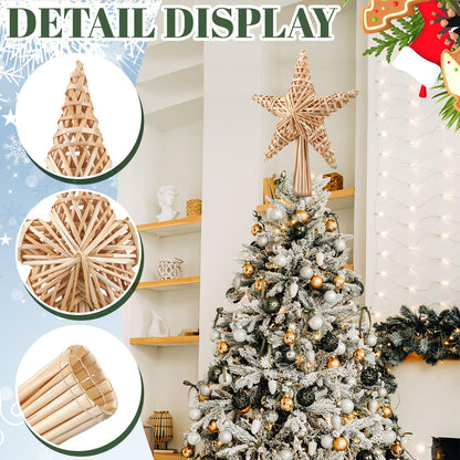 Lineshading Christmas Star Straw Topper 10 x 12 Inch Swedish Tree Topper Scandinavian Straw Ornaments Nordic Style Tree Topper for Christmas Tree Office Home Indoor Desktop Adults Decoration