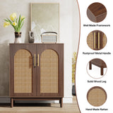 Tribesigns Set of 2 Rattan Sideboard Buffet Cabinet with Storage, 59 Inch Accent Cabinet for Dining Room, Living Room, Kitchen, Rattan and Dark Brown Tribesigns