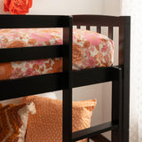 Linon Howell Black Solid Wooden Twin Over Twin Bunk Bed with Ladder Linon