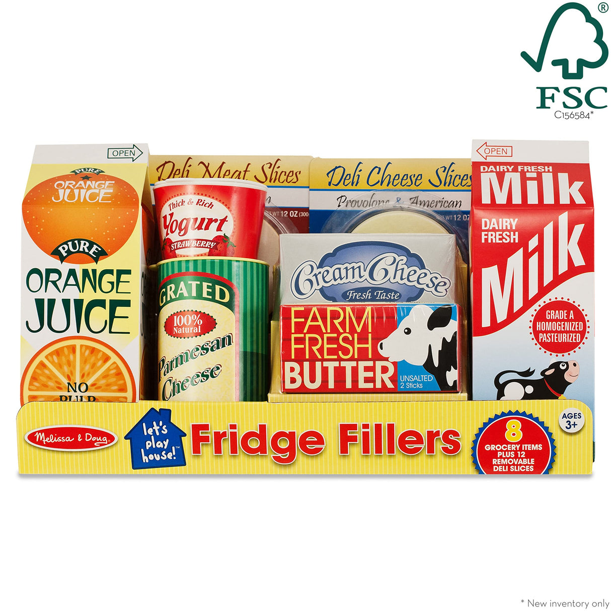 Melissa & Doug Fridge Groceries Play Food Cartons (8 pieces) Toy Groceries, Pretend Play Food, Play Kitchen Accessories For Kids Ages 3+ - FSC-Certified Materials Melissa & Doug