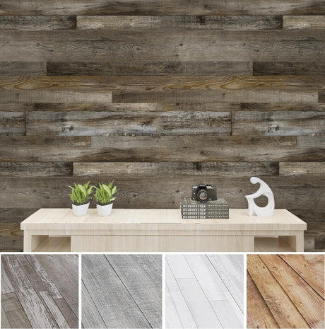 Urban Decor Wall Panels, Easy Peel and Stick self Adhesive Vinyl Tiles for Kitchen Bedroom Doorways Backsplash Planks with Vintage Farmhouse Wood Pattern (Brown) Urban Decor MagicWood