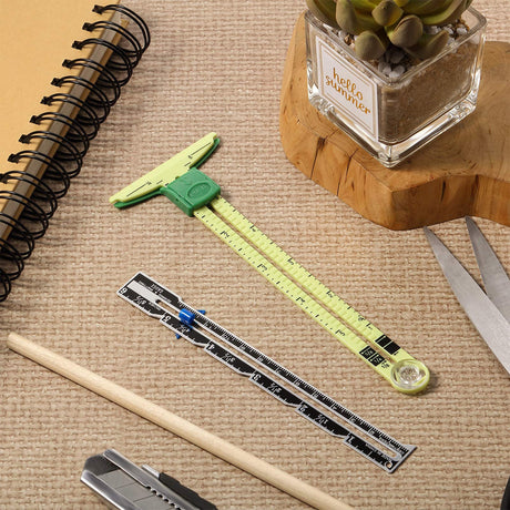 2 Pieces Sewing Gauge Sewing Measuring Tool, 5-in-1 Sliding Gauge Measuring Sewing Ruler Tool Fabric Quilting Ruler for Knitting Crafting Sewing Beginner Supplies Frienda