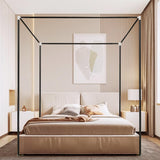 Mosqutent Stainless Steel Canopy Bed Frame Queen Size, Heavy Duty Queen Canopy Bed Frame, Sturdy Bed Post Poles Metal Bed Frame Thicken Bed Canopy Frame for Metal Bed Wood Bed Bedroom Decor, Black Mosqutent