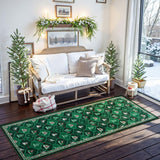 Sivilife Christmas Non Slip Rugs, 2x6 Washable Kitchen Bathroom Entryway Laundry Decor, Green Xmas Carpet Runner Rugs for Hallways Bedroom with Rubber Backing Sivilife