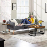 Recaceik Coffee Table Set, Coffee Table & Two End Side Table, Modern 3-Piece Living Room Table Set for Office, Living Room, Apartment, Small Space, Easy Assembly Furniture, Rustic Brown Recaceik