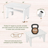 Wooden Step Stool for Adults, 9" Portable Wood Step Stool for Kids, Heavy Duty Bedside One Step Stool with 550 Lbs Load Capacity, Non-Slip White Foot Step Stool for Kitchen Bathroom Bedroom Eiwoda