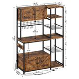 IRONCK Bakers Rack with 2 Storage Cabinets and Power Outlet, 45.3 Inch Industrial Coffee Bar Cabinet Shelves, Kitchen Microwave Stand with Storage, Vintage Brown IRONCK