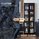 Alvisyd 5 Tier Metal Curio Cabinets, Modern Bookshelf Cabinet with 4 Adjustable Shelves, Cabinet Display Case for Home Office, Living Room, Pantry (Black) Alvisyd