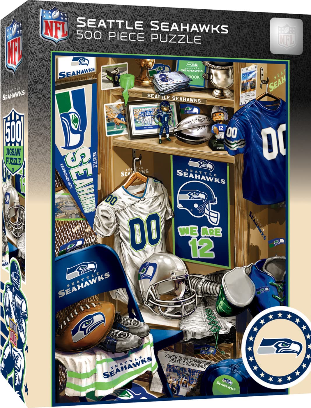 MasterPieces Game Day 500 Piece Jigsaw Puzzle for Adults - NFL Seattle Seahawks Locker Room - 15"x21" Masterpieces