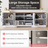 Bobve Farmhouse TV Stand for TVs up to 100", Modern Entertainment Center with 2 Cabinets and 3-Tier Open Shelves, Rustic TV Console for Living Room, Bedroom, White Bobve