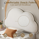 LIKIMIO Twin Bed Frames with Cloud Headboard, Upholstered Boucle Floating Platform Bed with LED Lights, Solid Wooden Slats Support, No Box Spring Needed, Easy Assembly, White LIKIMIO