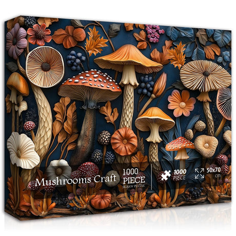 Vintage Mushroom Puzzles for Adults 1000 Pieces, Nature Mushroom Forest Flower Puzzle Art, Unique Plant Jigsaw Puzzle Retro, Impossible Challenging Puzzles for Adults PICKFORU