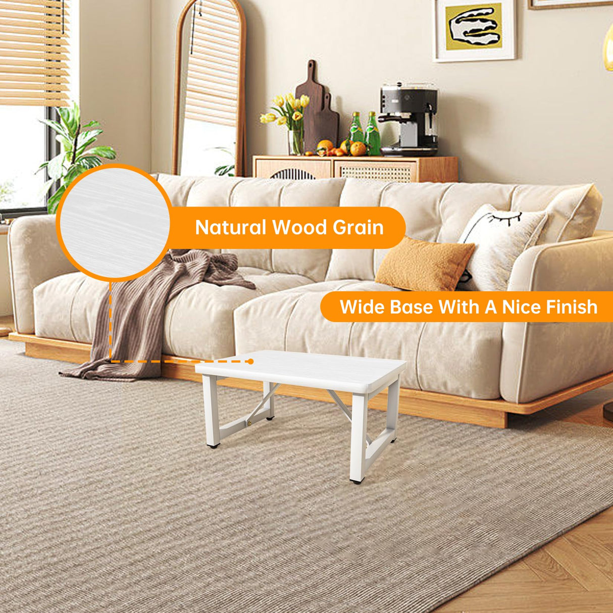 SZLHANJZ Step Stool, Small Step Stool for Adults, Wood and Metal Foot Stool, One Stepping Stool for Bedside Sofa Side, 400 LBS Load Heavy Duty Step, White SZLHANJZ