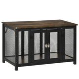 PawHut Furniture Style Dog Crate with Openable Top, Big Dog Crate End Table, Puppy Crate for Small Dogs Indoor, Spacious Interior, Pet Kennel, Brown, Black PawHut