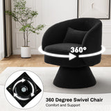 Nolohoo Swivel Barrel Chair Set of 2, Comfy Sherpa Accent Swivel Chairs for Living Room, 360 Modern Small Round Single Sofa Swivel Armchair for Bedroom, Office (Black, Teddy) Nolohoo
