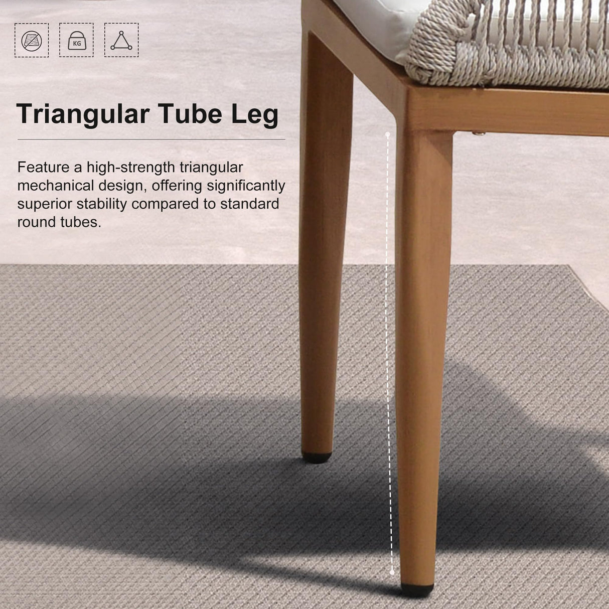 PURPLE LEAF 13 Pieces Patio Dining Set Aluminum Rectangular Table and Wicker Chairs with Cushions for Kitchen Porch Garden Modern Outdoor Furniture Sets, Teak PURPLE LEAF