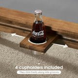 Board Game Table with Removable Table Top, Seats 4 to 6 Players with 4ft-9in x 2ft-9in Play Area, Includes Play Mat and Detachable Cup Holders, Minimal Assembly Required (Warm Walnut) Brimhart