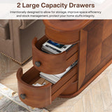 Tribesigns End Table, Sofa Side Table with Storage No Assembly Required, Slim Nightstand with 2 Drawers, Vintage Wood Chairside Bedside Narrow Accent Tables for Living Room Bedroom Couch Office, Brown Tribesigns