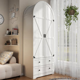 Gyfimoie 74.8" White Armoire Wardrobe Closet with 2 Drawers and 2 Doors, Tall Bedroom Freestanding Armoire Storage Cabinet with Shelves, Wood Large Wardrobe Combination for Hanging Clothes (White) Gyfimoie