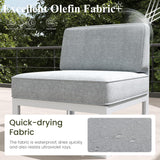 LayinSun 9 Pieces Modern Aluminum Patio Furniture Set with Coffee Table, Outdoor Modular Sectional Conversation Set L-Shaped Sofa for Backyard LayinSun