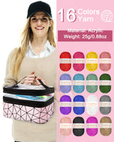 Coopay Crochet Kit for Beginners, 71PCS Crochet Starter Kit with 16 Colors Crochet Yarn & Instructions, Double-Layer Crochet Set Beginner Crochet Kit for Kids/Adults, Professional Starter Pack, Pink Coopay