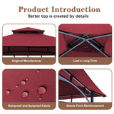 SCOCANOPY Upgraded Ripstop Fabric Replacement Canopy Grill BBQ Gazebo Roof Top for Gazebo Model L-GZ238PST-11 Only,(Burgundy Ripstop) SCOCANOPY