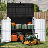 DWVO 36 cu ft Tool Storage Shed, Storage for Bakcyard, Patio, and Garden, Resin Plastic Shed with Sloped Lid, Lockable Door, and Wood Grain Finish, Light Gray DWVO