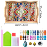 DOTSOPS 5D Diamond Art Kits for Adults Wooden Serving Tray with Handle Special Diamond Painting Plate Big Gem Dots Paint by Numbers Crafts Kits for Living Room Mandala 7.8x11.8 Inches DOTSOPS