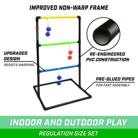 GoSports Indoor/Outdoor Ladder Toss Game Set with 6 Rubber Bolos, Carrying Case and Score Trackers GoSports