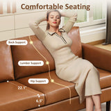 Tbfit 80" Faux Leather Couch, Mid Century Modern Sofa Living Room, 3 Seater Sofa for Small Space Bedroom Office Apartment, Brown Tbfit