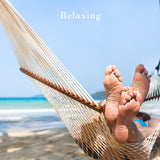 Fabric Hammock with Stand Included - Portable Hammock with Carry Bag and Powder-Coated Steel Frame for Travel or Backyard by Pure Garden (Blue Stripe) Pure Garden