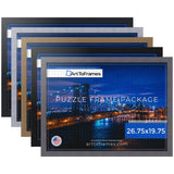 ArtToFrames 26.75x19.75 INCH/68x50 CM Black Frame for 1000 piece Puzzles.This 1.25 Inch Custom MDF Puzzle Frame is Black - Comes with Economy Acrylic (PuzzleFRBW72079-26.75x19.75) ArtToFrames