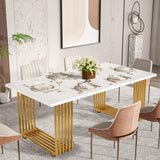 Tribesigns Modern Dining Table for 6-8 People, 70.8-in White Dining Room Table, Wooden Kitchen Table, Rectangular Dinner Table for Dining Room Family Gathering Tribesigns