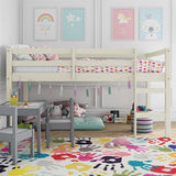 DHP Milton Twin Loft Bed, White, Traditional Small Space Junior Size, Horizontal Paneling, Sturdy Wood Construction DHP