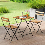 Tangkula 3 Pieces Patio Dining Set, Outdoor Square Table and Folding Chairs with Metal Frame, Space Saving Furniture Set for Yard Porch Deck Backyard Tangkula